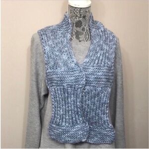 Women's Hand Knit Chunky Blue Scarf